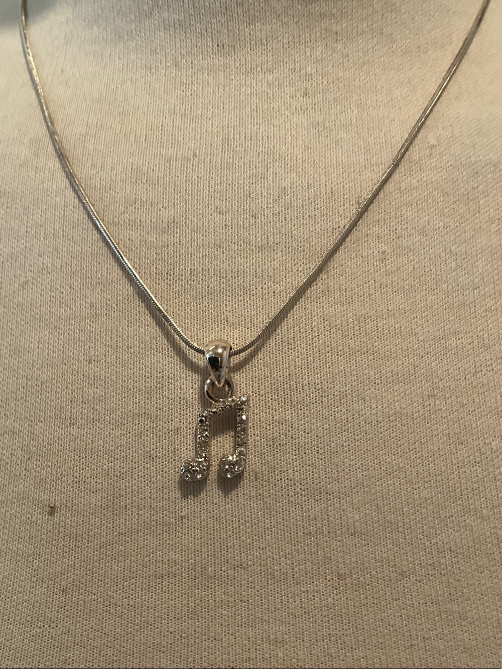 Silver Music Note Pendant Necklace